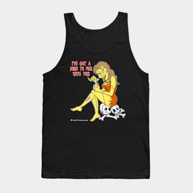 Sexy Zombie Picking Bones Tank Top by AceToons